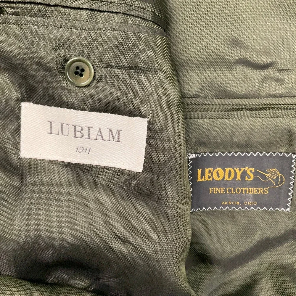 Lubiam 1911 Blazer Mens 50R Olive Green Basketweave Luxury Textured Italian Wool